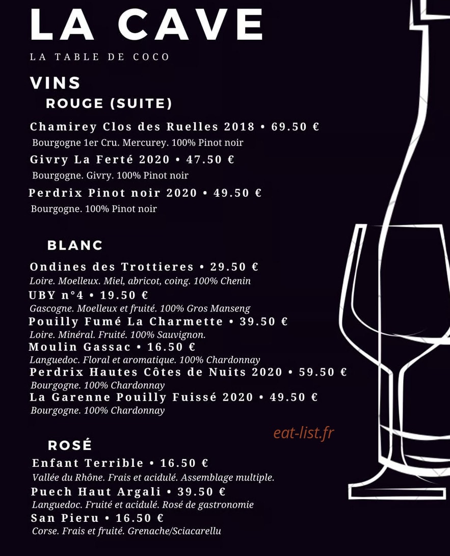 La Table de Coco — carte page 4