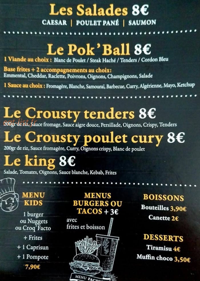 Carte et menu de Pizza Factory à Aramon — Les salades, paninis, ...