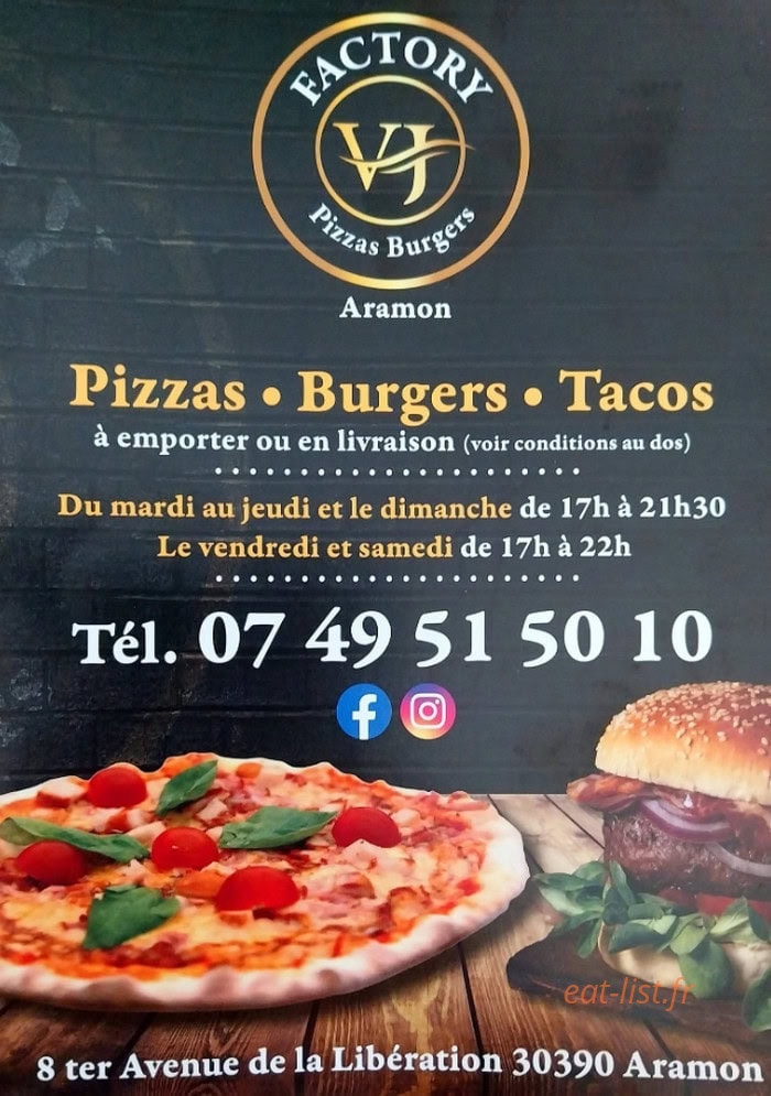 Carte et menu Pizza Factory, Aramon