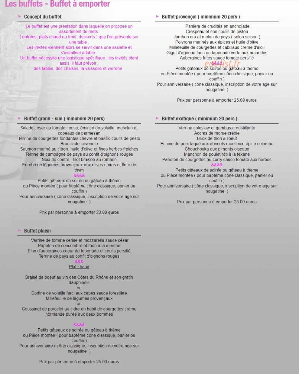 Augustin Traiteur — carte page 9
