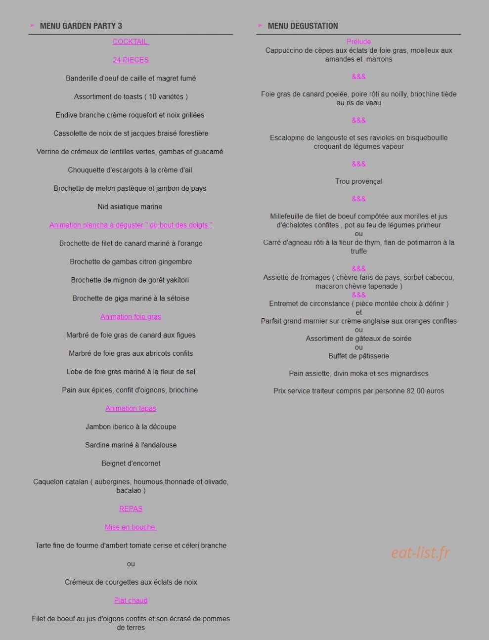 Augustin Traiteur — carte page 14