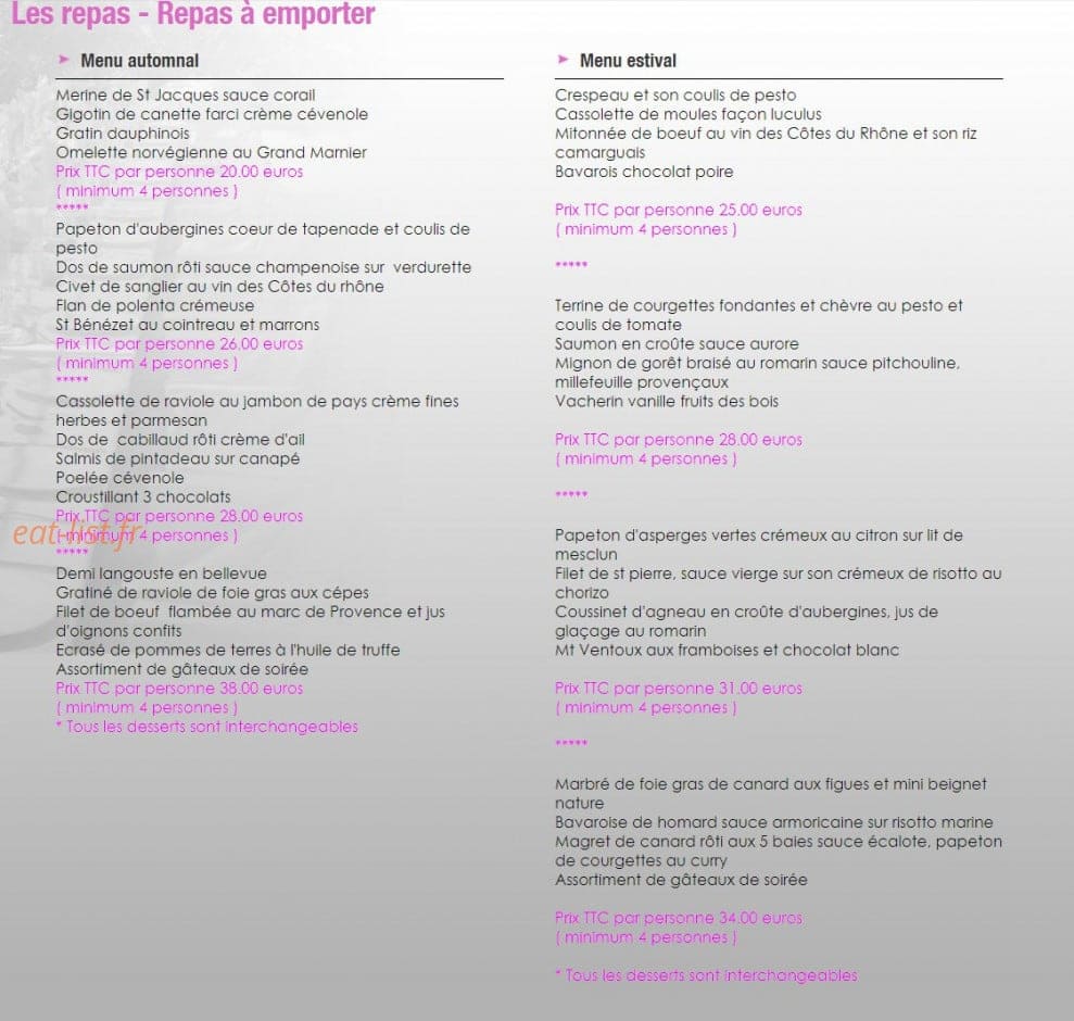 Augustin Traiteur — carte page 10