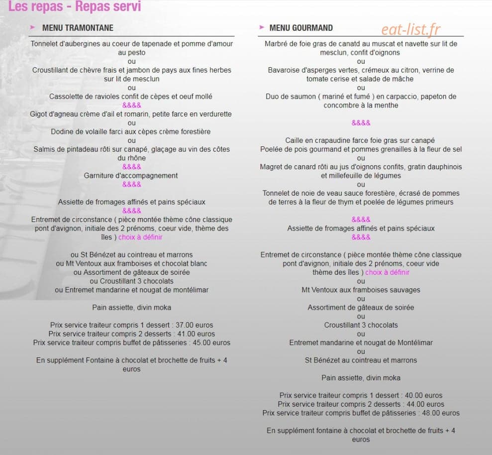 Augustin Traiteur — carte page 11