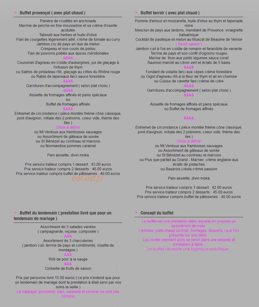 Augustin Traiteur — carte page 8