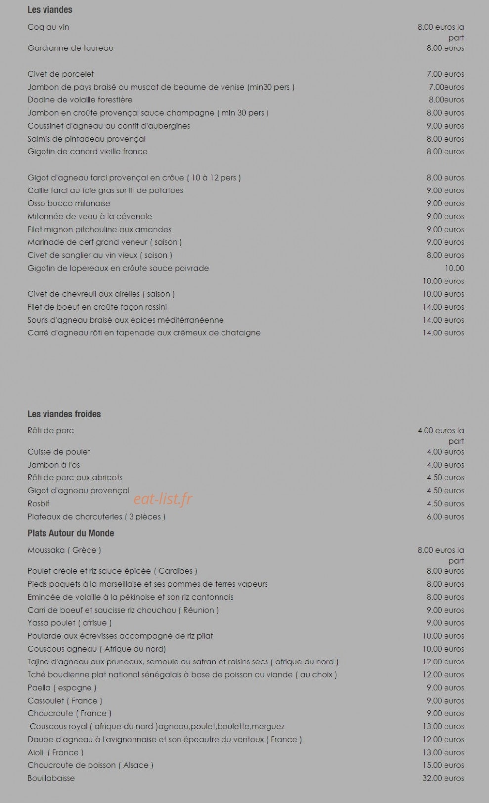 Augustin Traiteur — carte page 4