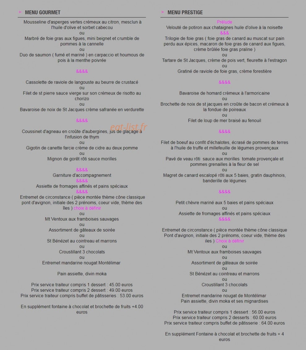 Augustin Traiteur — carte page 12