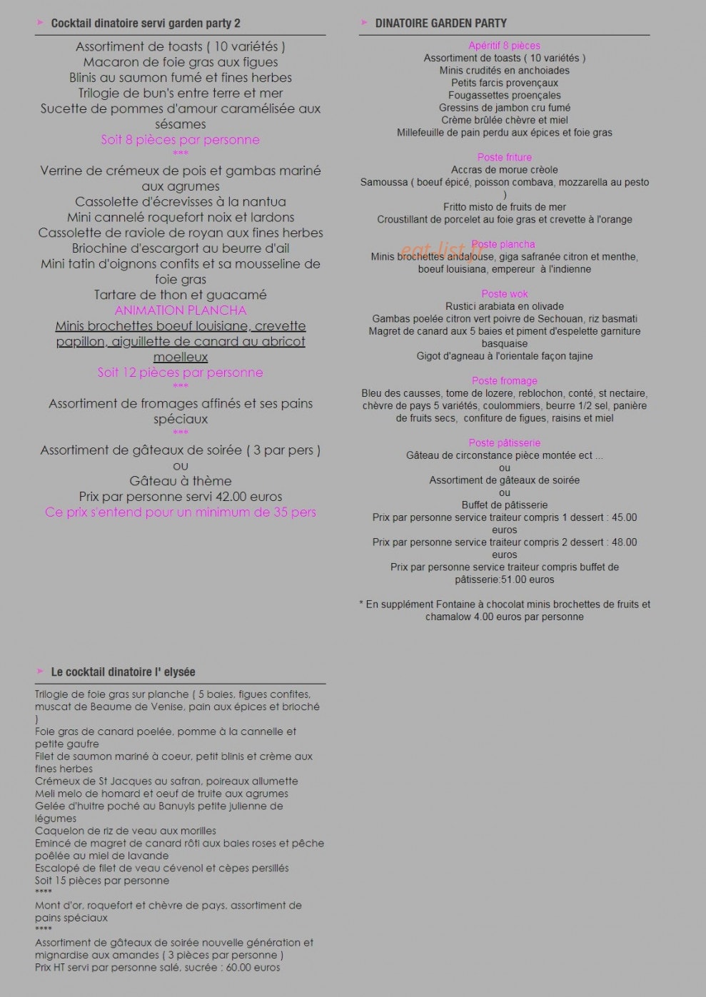 Augustin Traiteur — carte page 18
