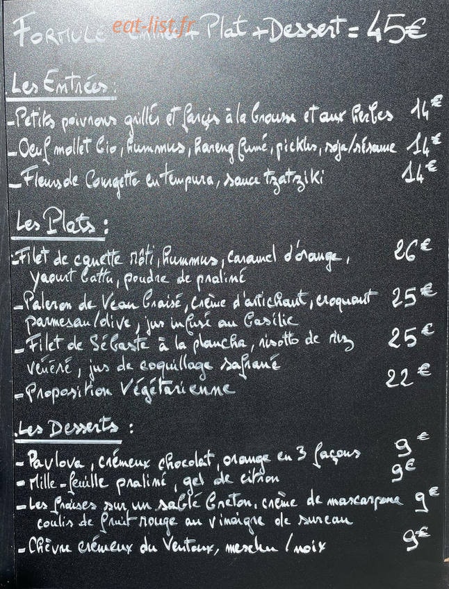 Flo's restaurant — carte page 1