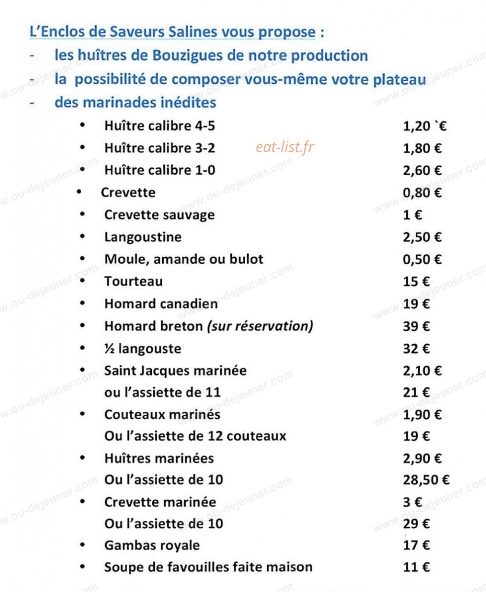 L'enclos de Saveurs Salines — carte page 1