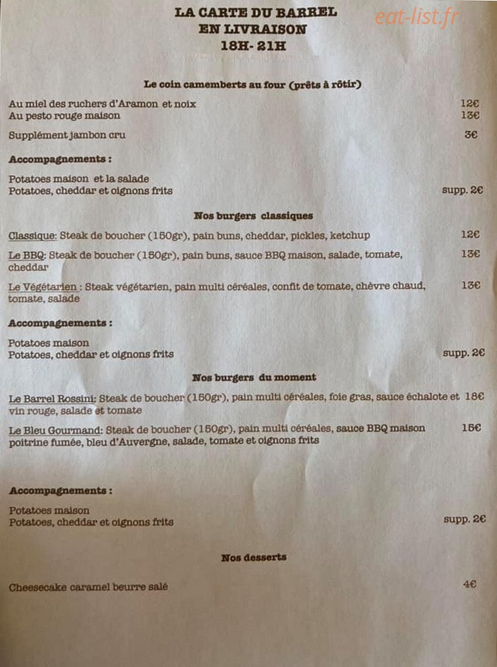Le Barrel — carte page 1