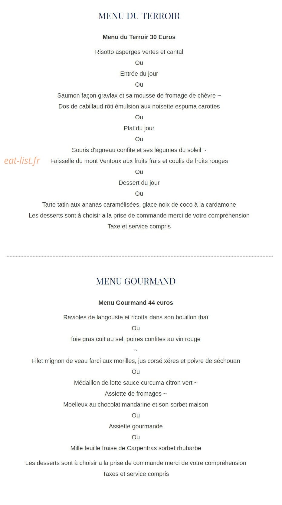 Les Cedres — carte page 1