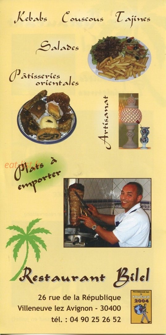 Restaurant Bilel — carte page 1