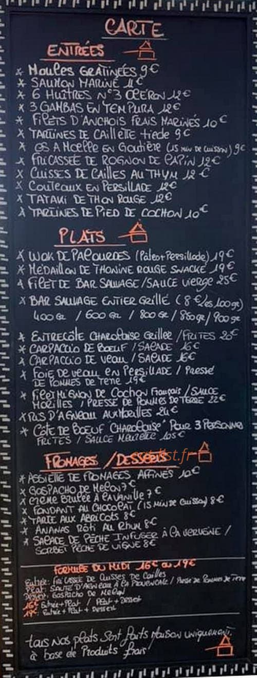 Restaurant Le 7 — carte page 1
