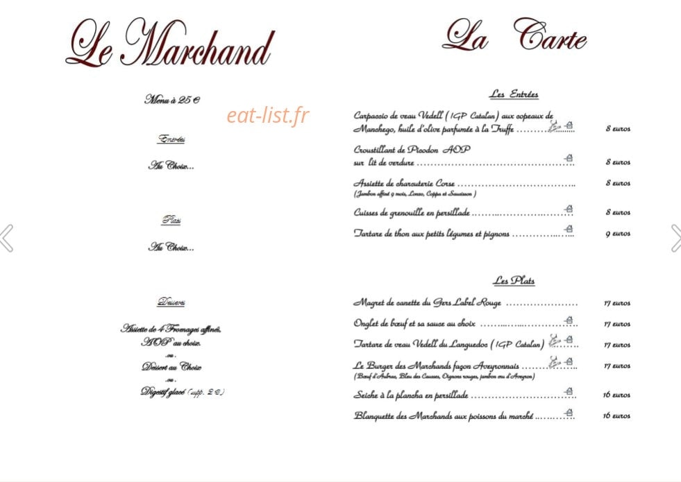 La Table des Marchands — carte page 4