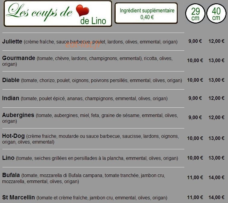 Lino Restaurant — carte page 10