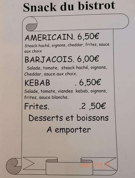 Le Bistrot des Amis — carte page 1