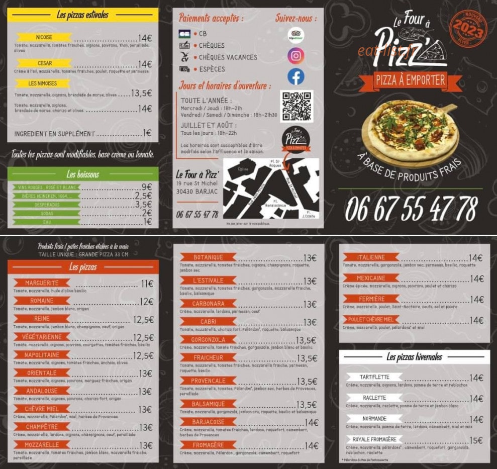 Le Four à Pizz' — carte page 1