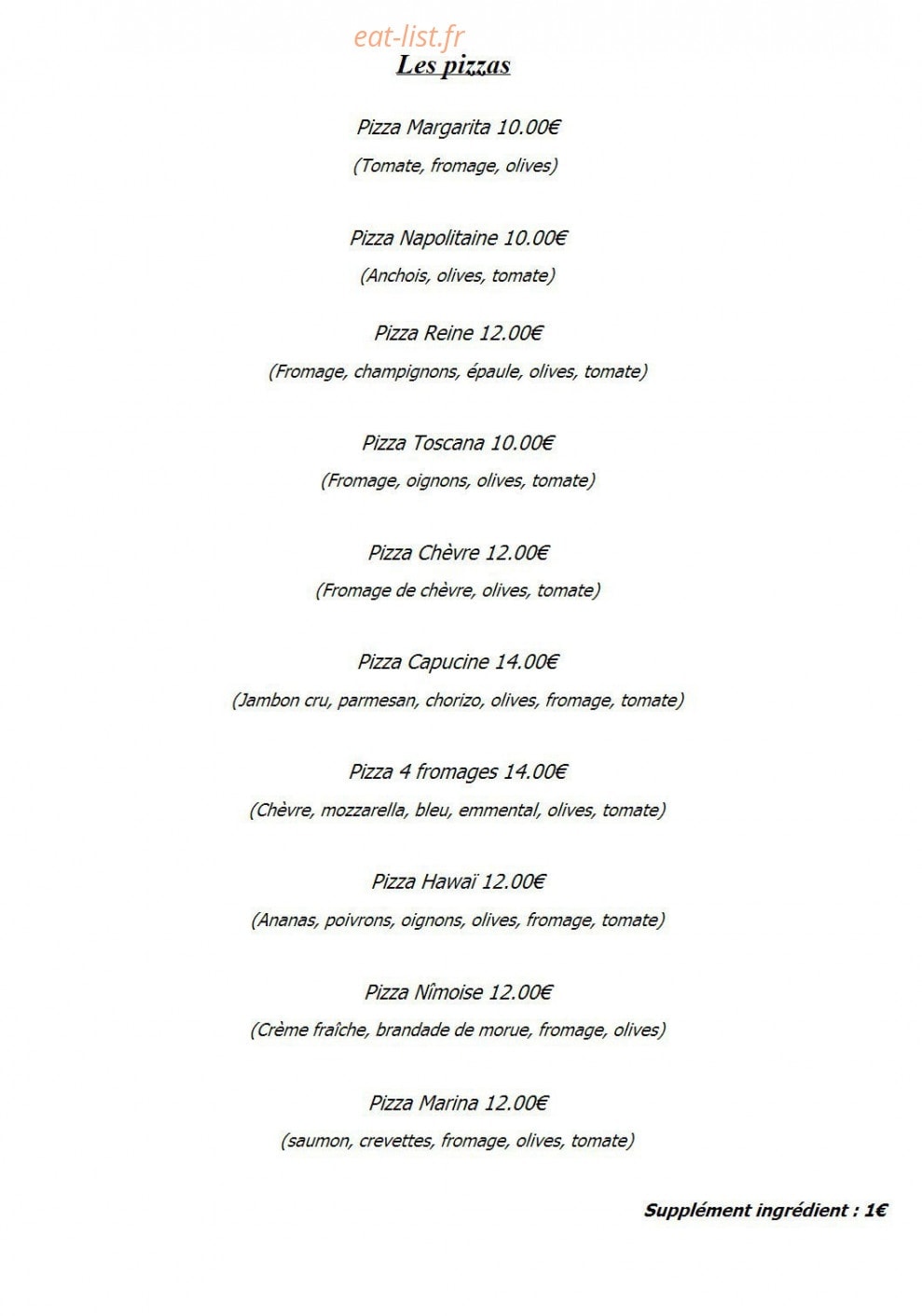 Restaurant le Clos des Capucins — carte page 2