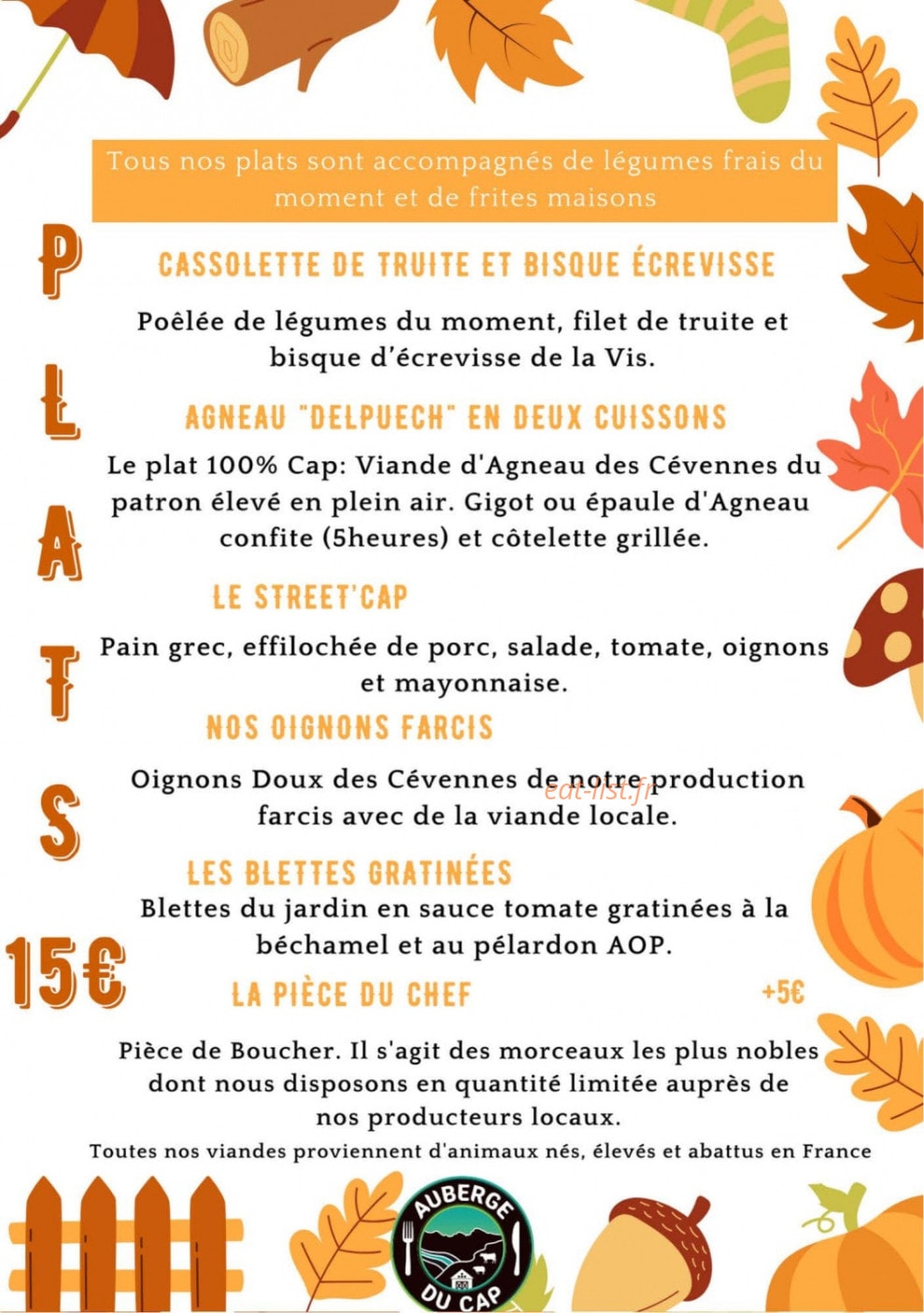 Auberge du Cap — carte page 2