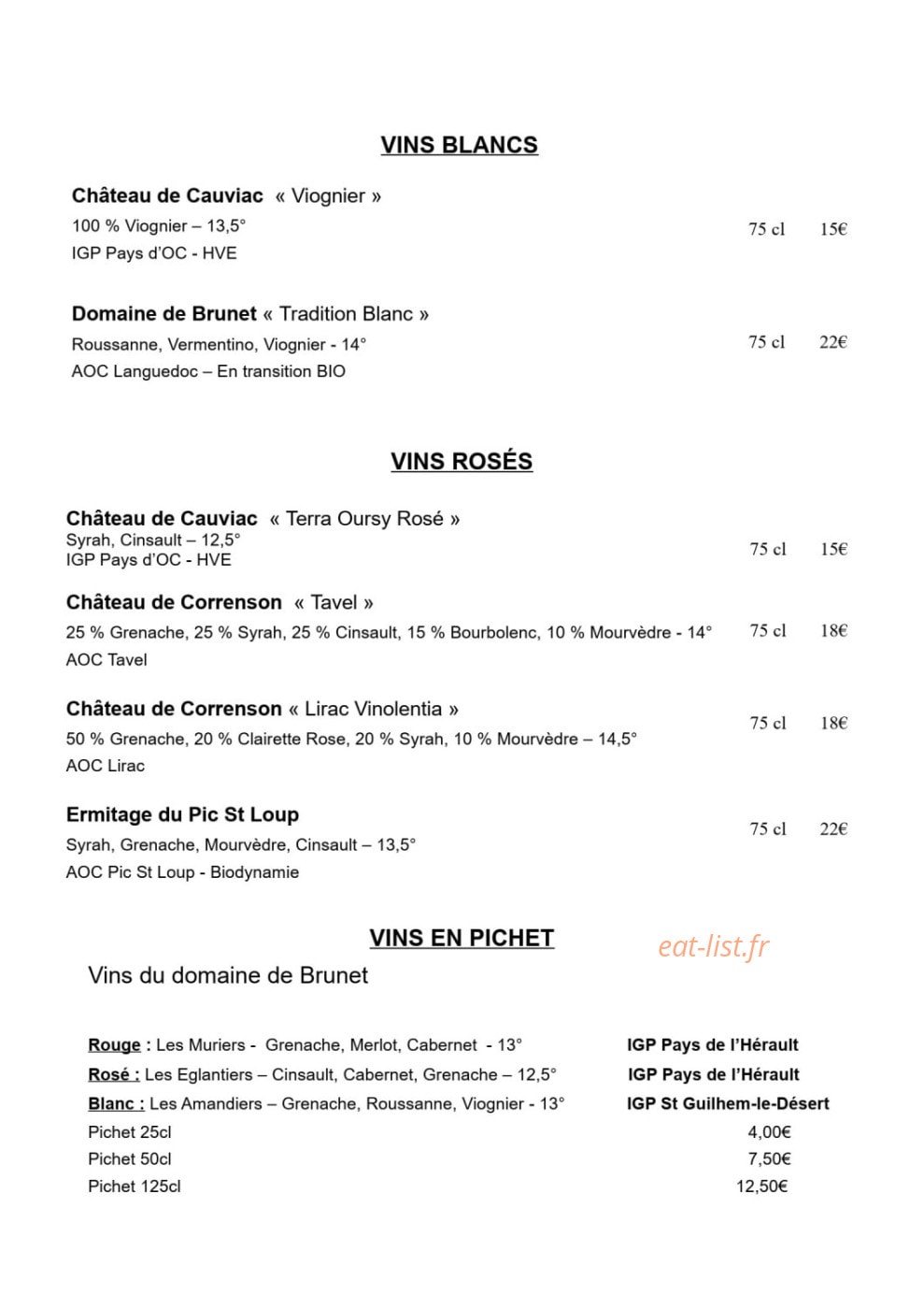 Auberge du Cap — carte page 8
