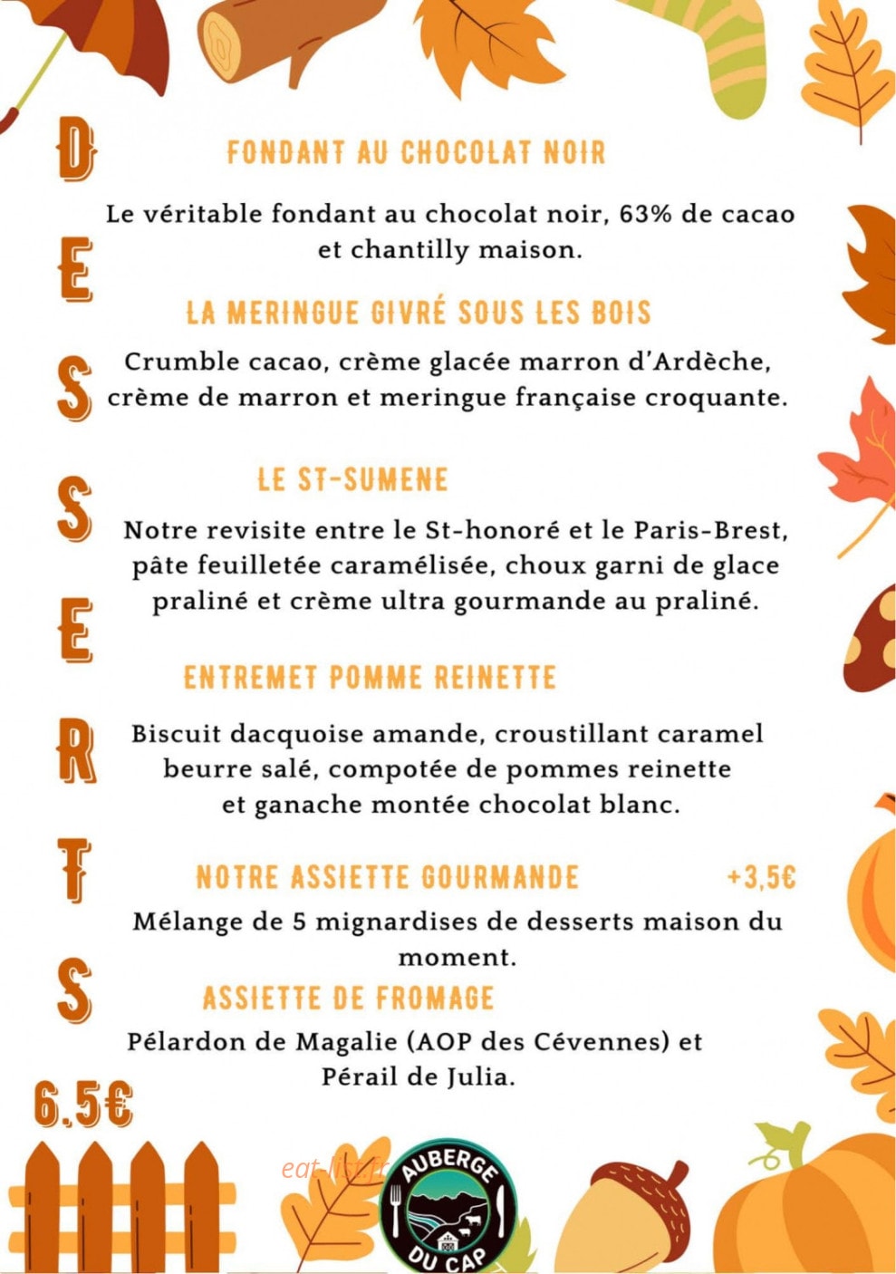 Auberge du Cap — carte page 5