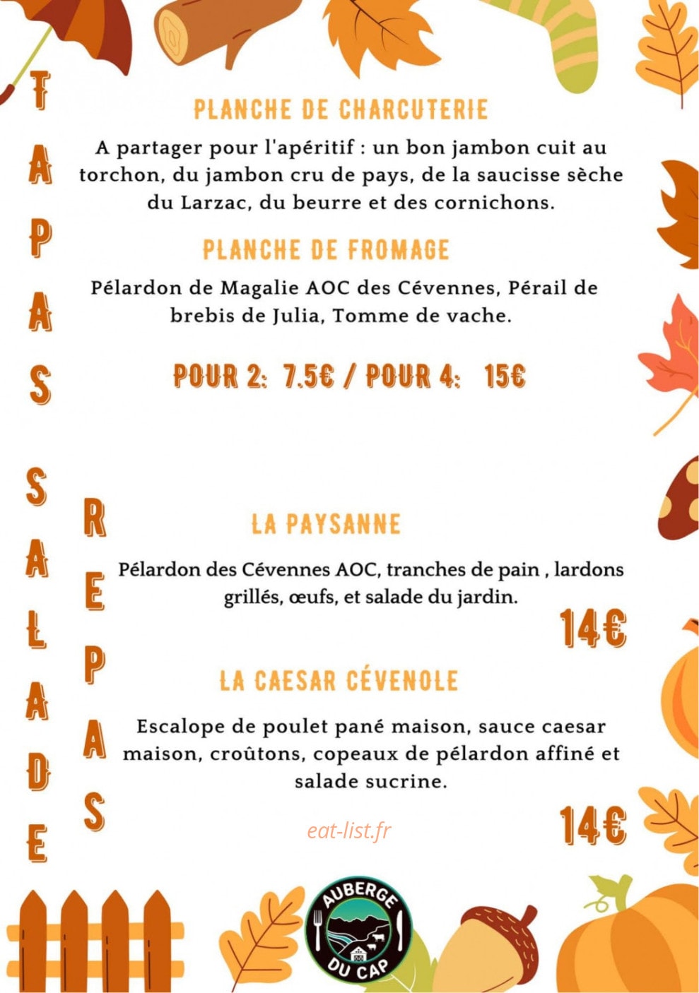 Auberge du Cap — carte page 3