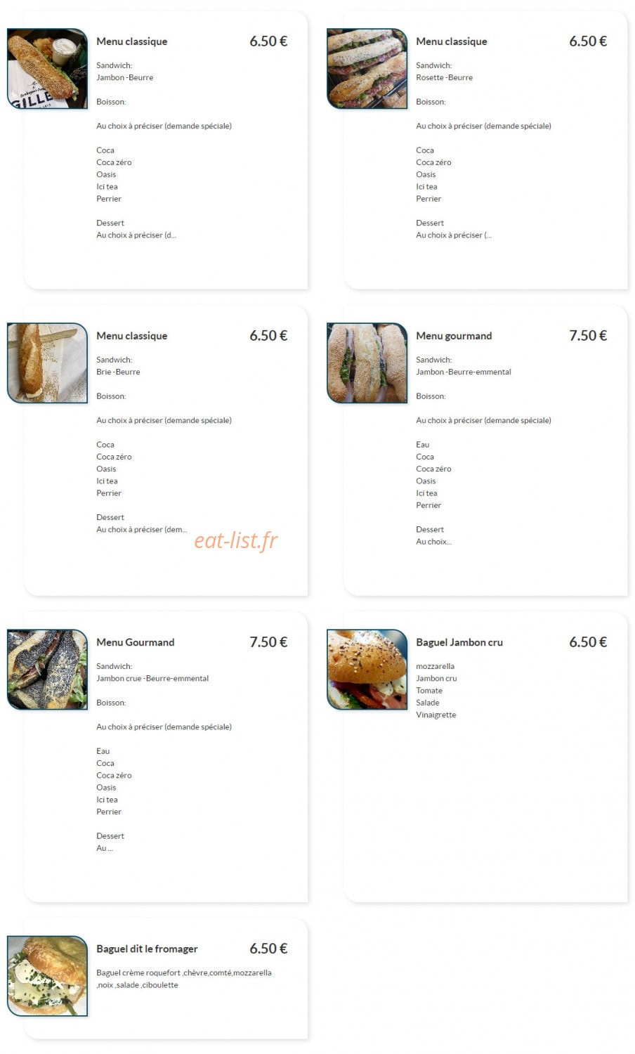 Boulangeries Gilles — carte page 2