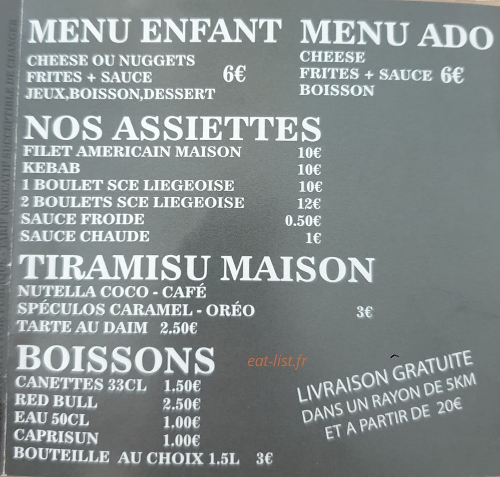 La Frite Belge — carte page 3