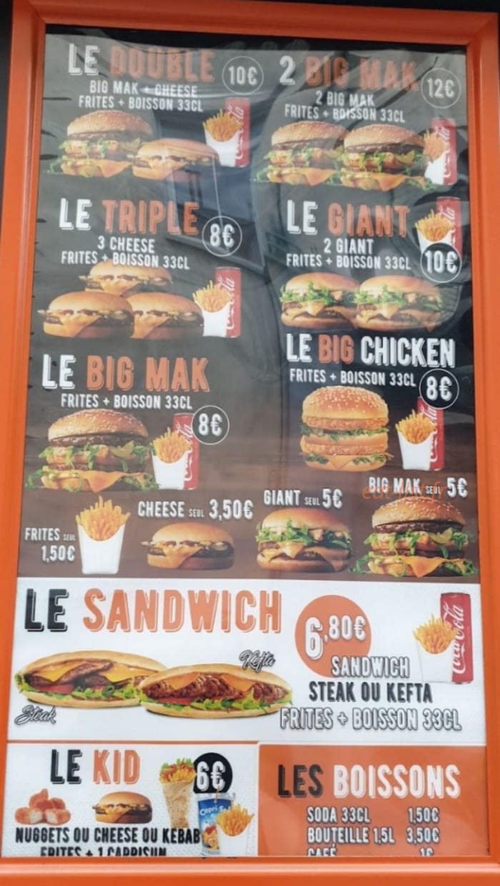 Kebab "Le Grec" — carte page 1