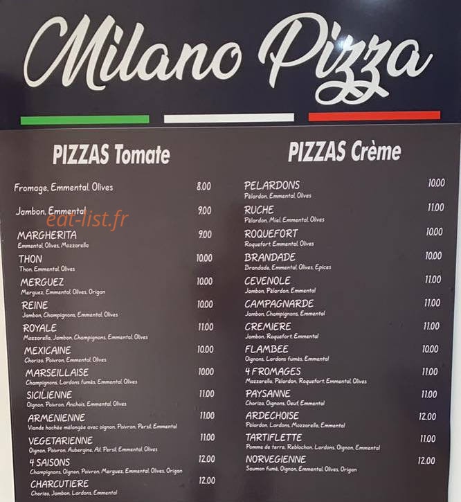 Pizza Milano — carte page 2