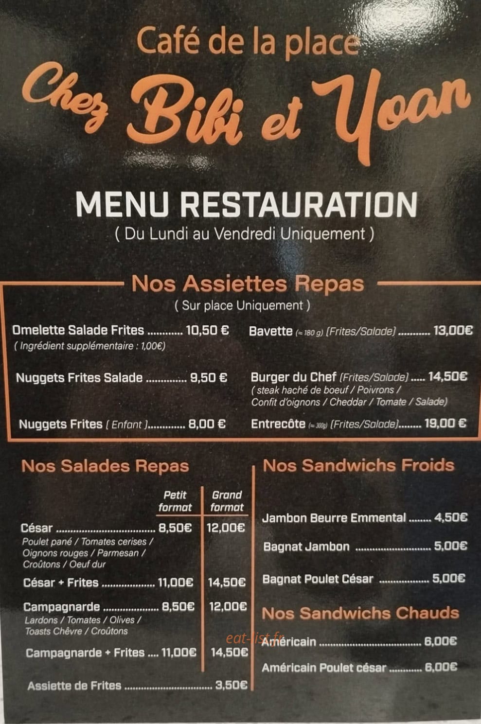 Café de la place — carte page 1