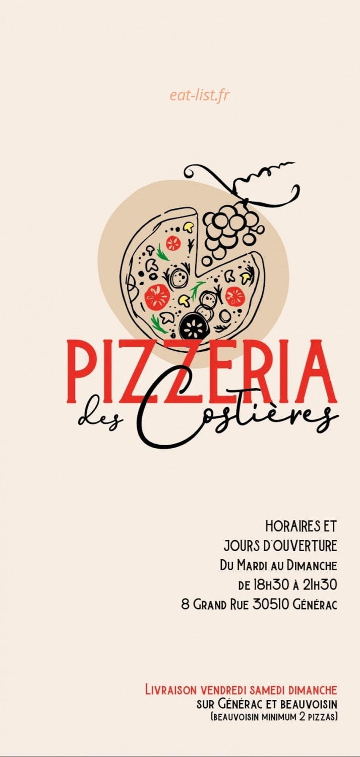 La Pizzéria des Costières — carte page 1