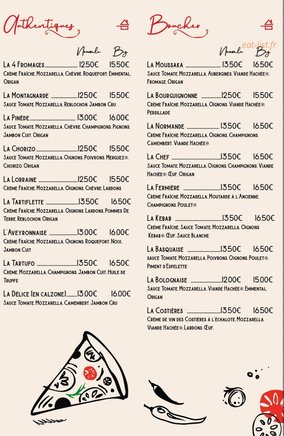 La Pizzéria des Costières — carte page 3