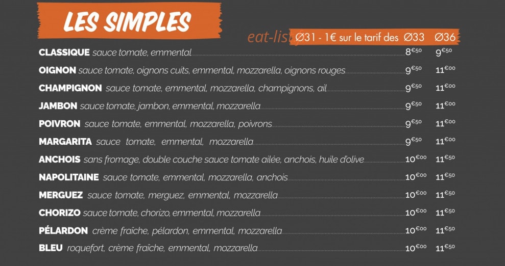 Pizza Albert fils — carte page 1
