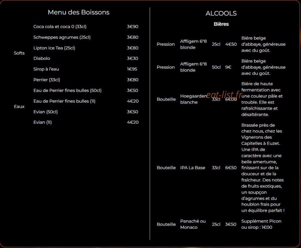 Carte et menu de Jibe & L'Os à Saint Hilaire de Brethmas — Les boissons et alcools