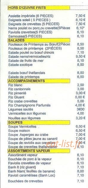 Le Mandarin — carte page 1