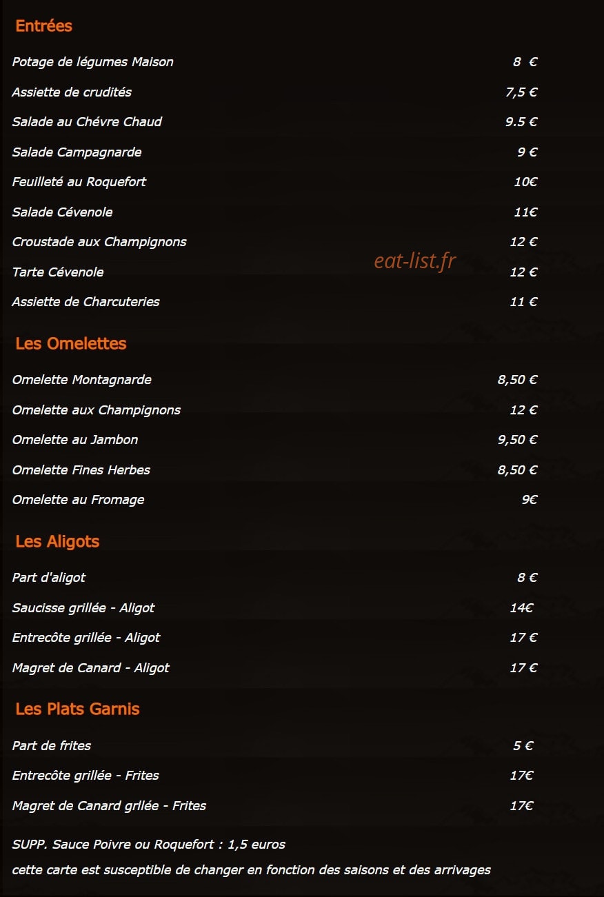 Brasserie du Carrefour — carte page 1