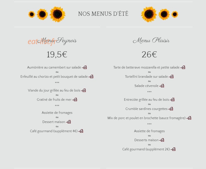 La Farigoulette chez Aurélie — carte page 1