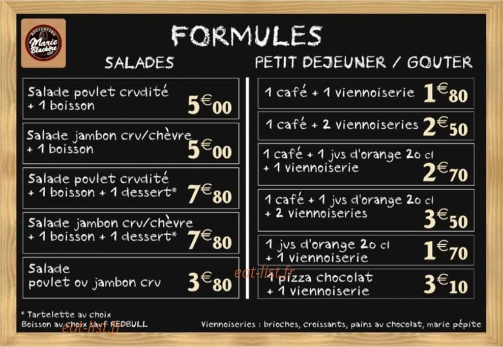 Boulangerie Marie Blachere — carte page 1