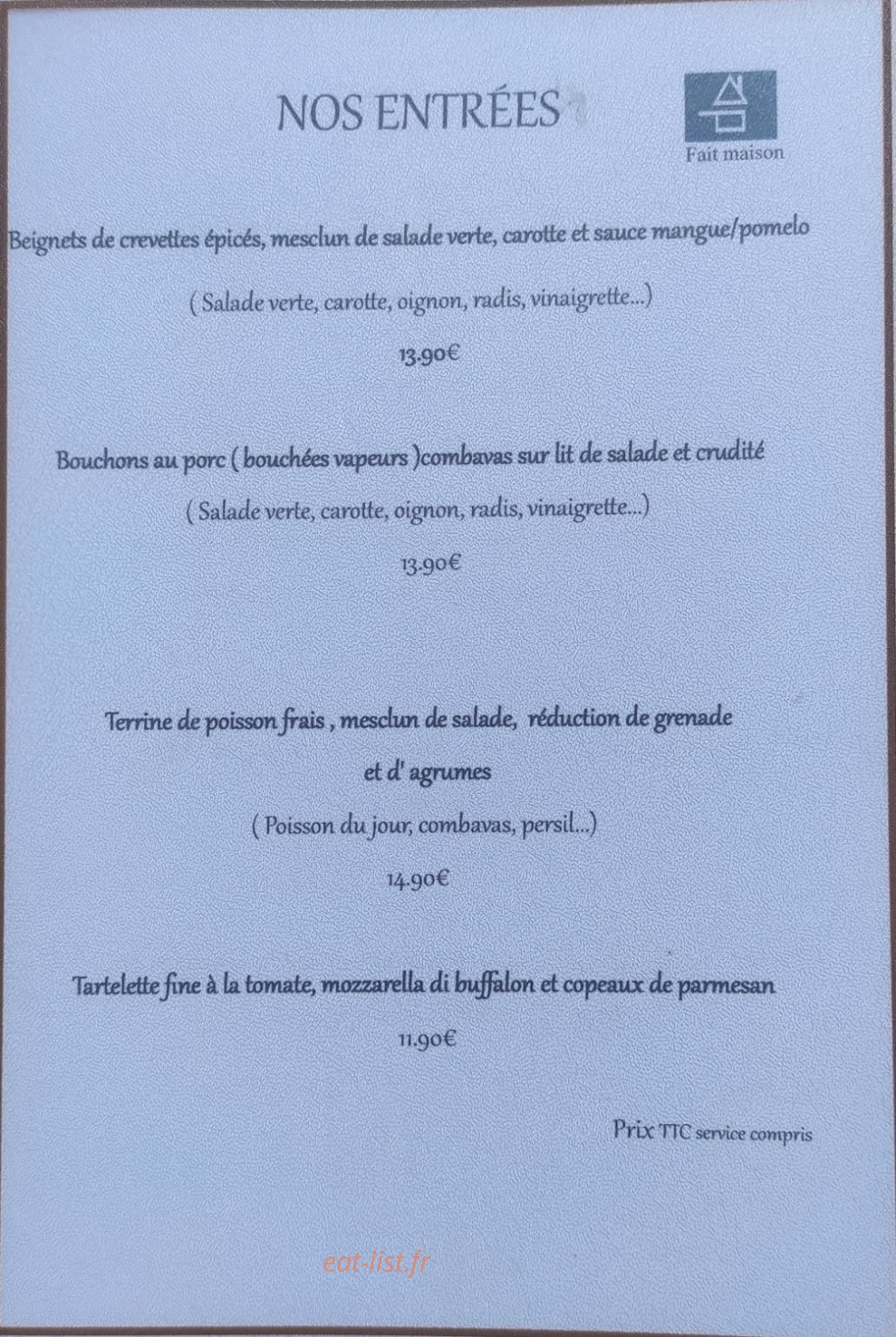 La Réunion des Saveurs — carte page 1