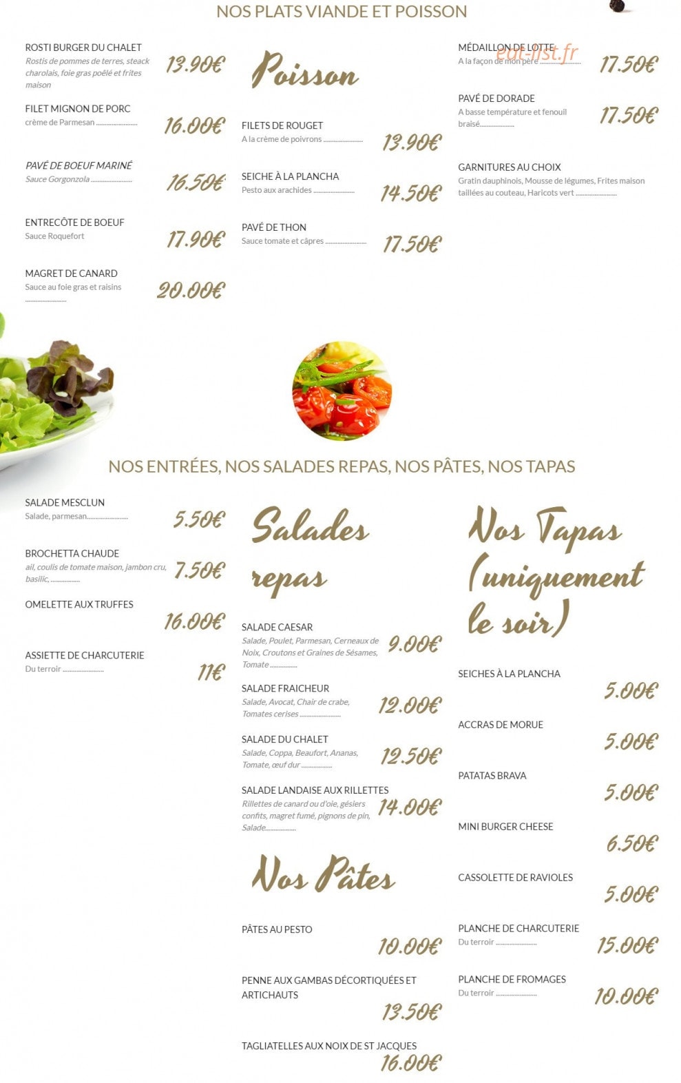 Le chalet des vins — carte page 1