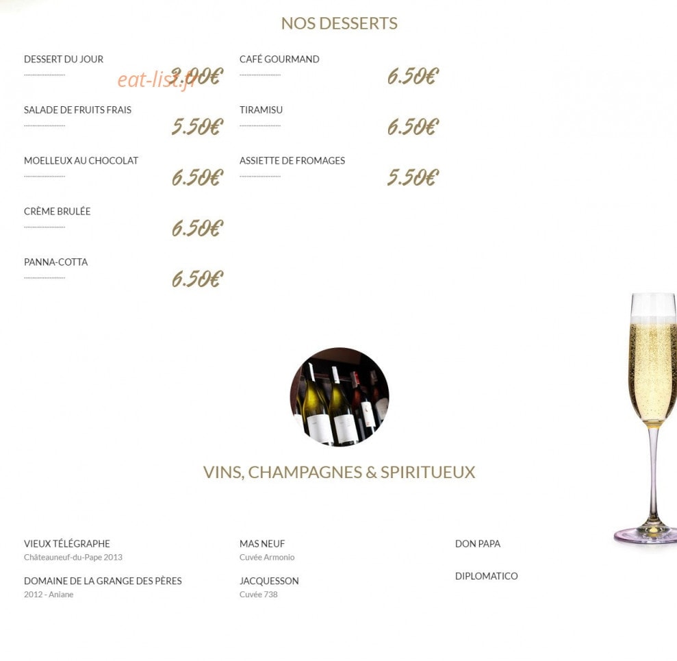 Le chalet des vins — carte page 2
