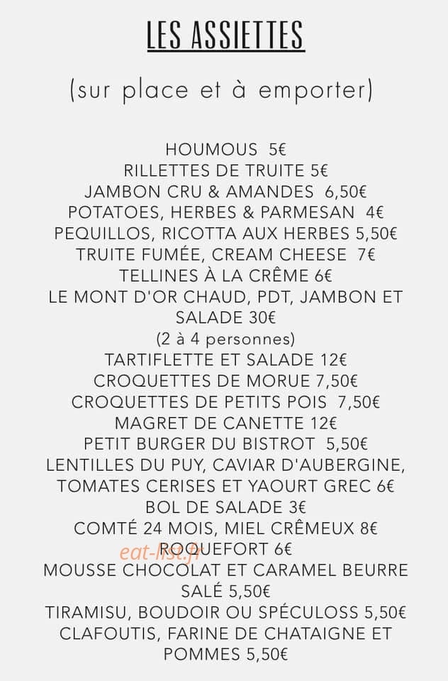Le Bistrot de la Tour — carte page 1