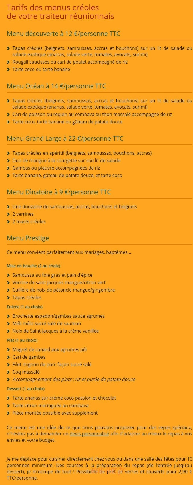 Ô Petit Créole — carte page 1