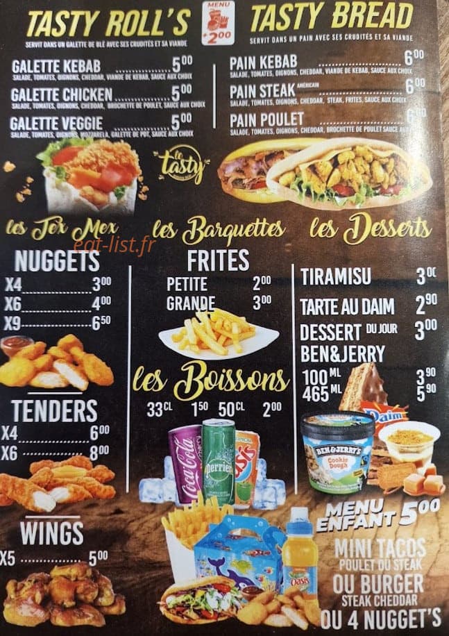 The Tasty — carte page 1