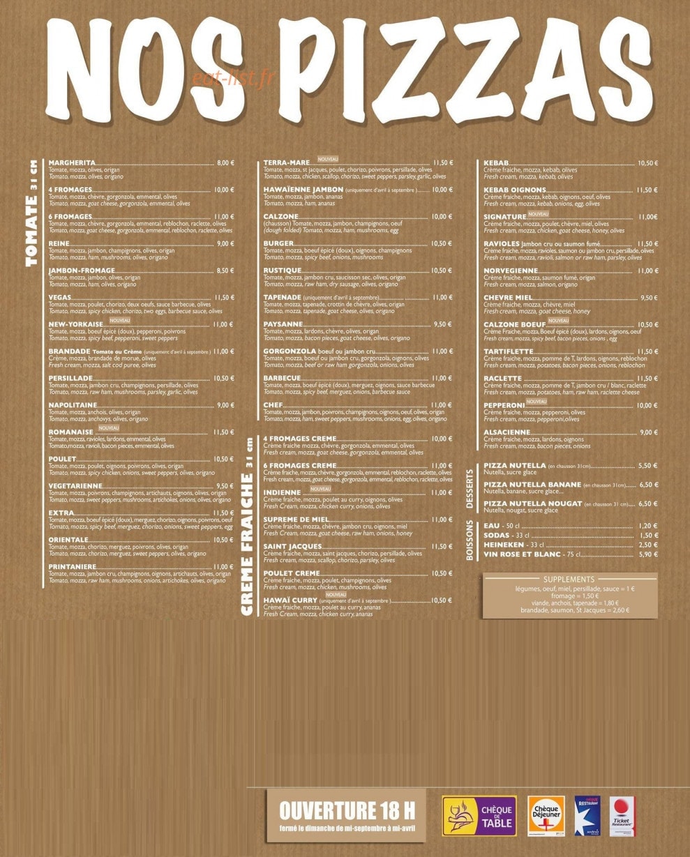 Le Chalet — carte page 1