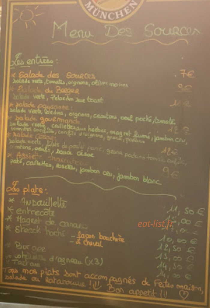 Bar Des Sources — carte page 1