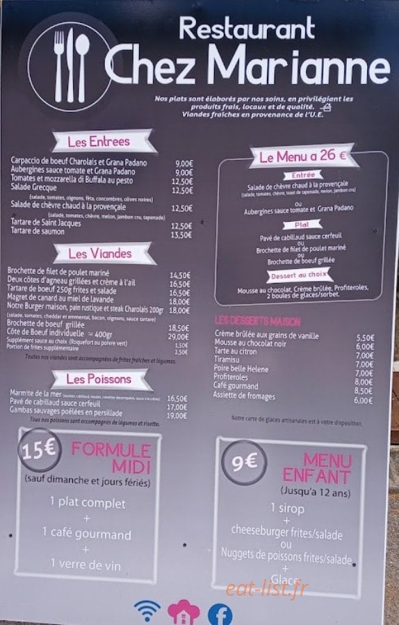 Snack de l'Ecluse — carte page 1