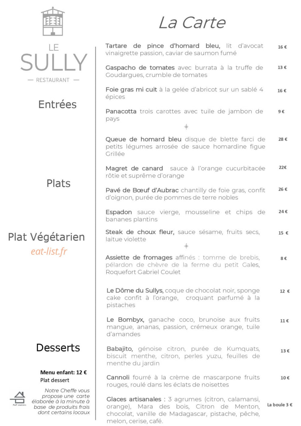 Le Clos des Sullys — carte page 1