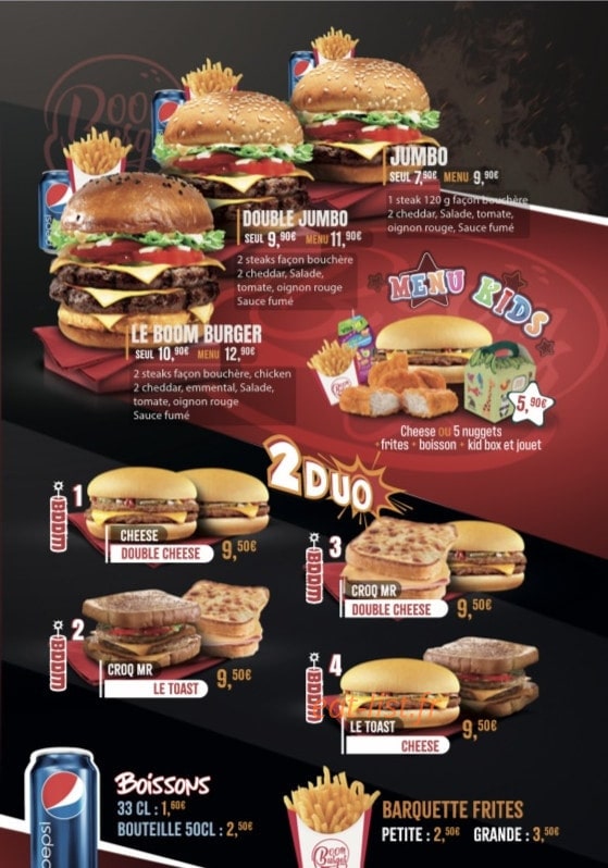 Boom Burger — carte page 3